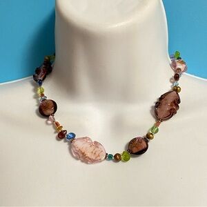 PREMIER DESIGNS Glass Lamp Worked Pink Glass Beaded Necklace